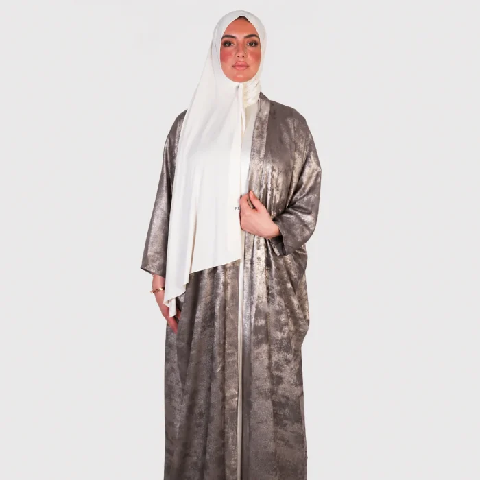 Ensemble Yaquta – Abaya & Hijab (Gris)