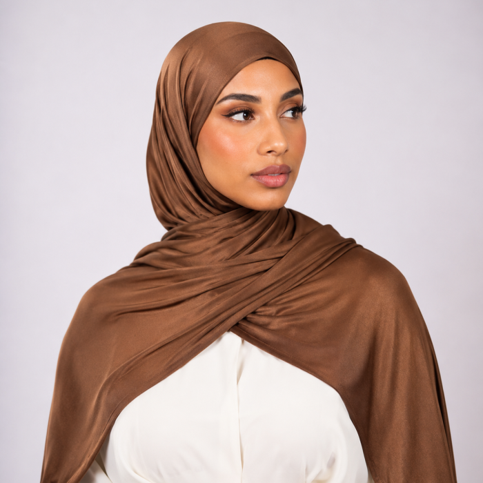 Marron Hijab Jersey premuim
