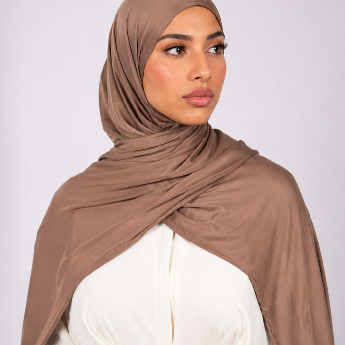 Marron nude Hijab Jersey premuim