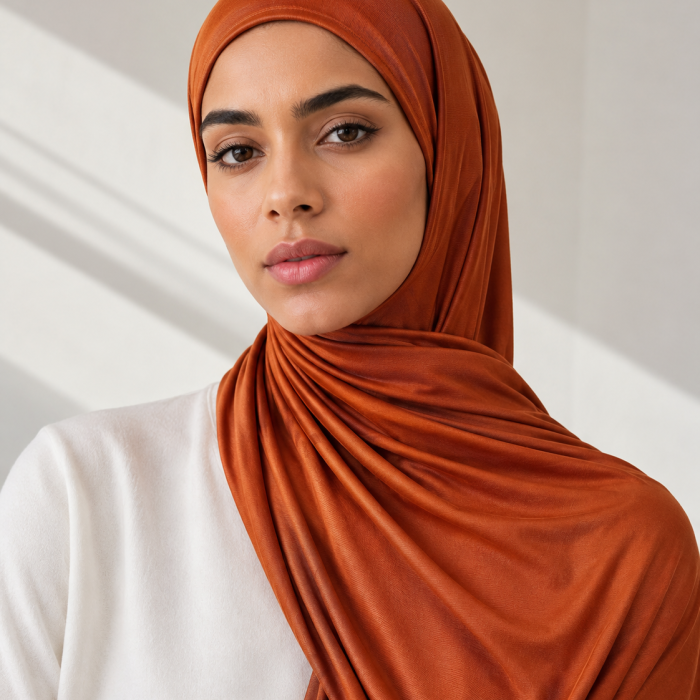 orange brûlé Hijab Jersey premuim